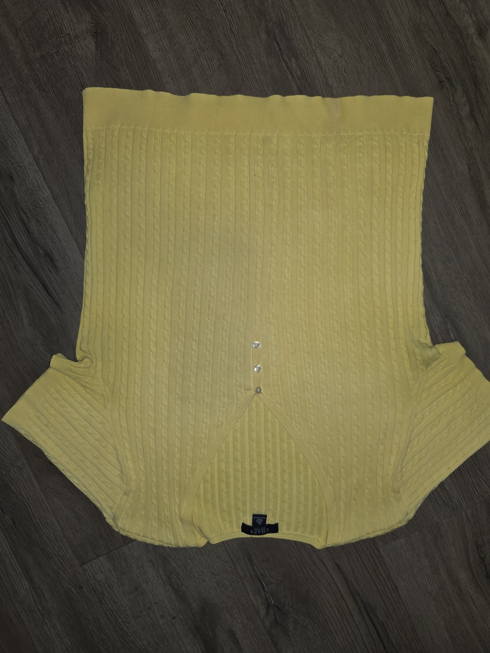 Chaps Women's Yellow Short-Sleeve V-Neck Cable Knit Top - Picture 3 of 7